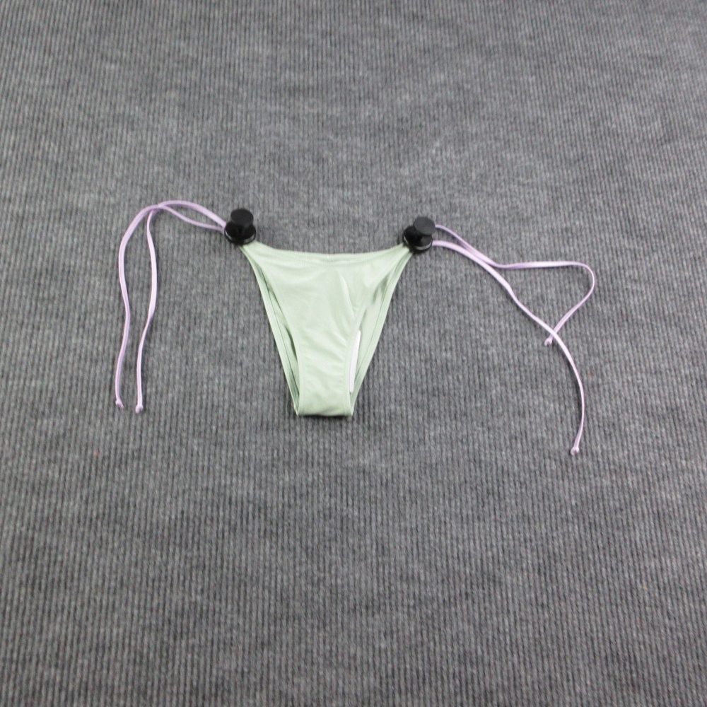 BRIGHT Bikini Bottom Womens S Green Melody Thong Lined Nylon Spandex NWT